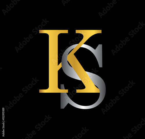 KS initial letter with gold and silver