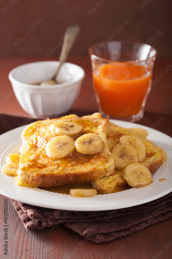 french toasts with caramelized banana for breakfast french toasts with caramelized banana for breakfast