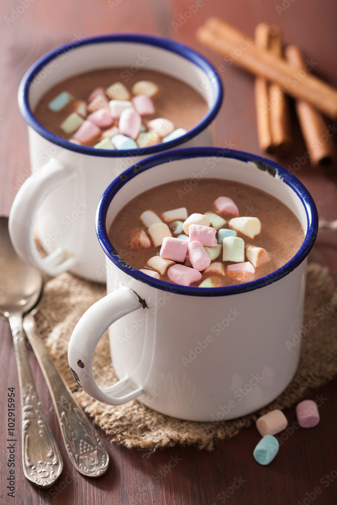 hot chocolate with mini marshmallows cinnamon winter drink hot chocolate with mini marshmallows cinnamon winter drink