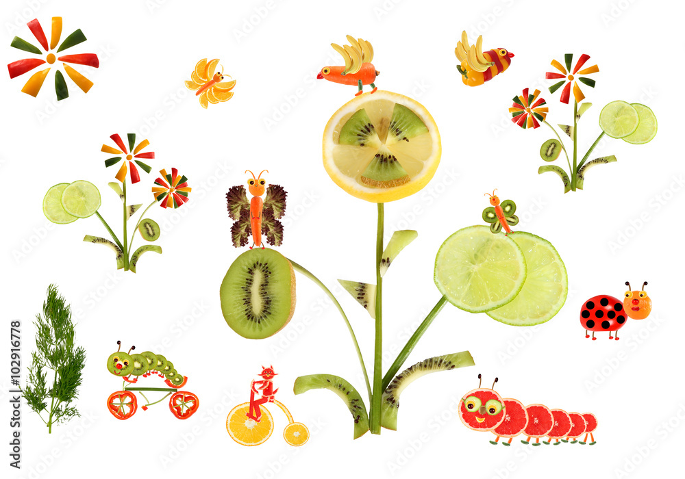 Creative food concept. Fabulous country, made of fruits and veg Stock