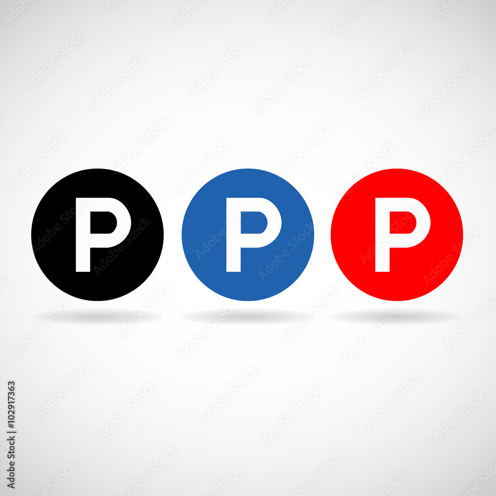 Black , Blue , Red Parking sign Vector EPS10, Great for any use. Black , Blue , Red Parking sign Vector EPS10, Great for any use.
