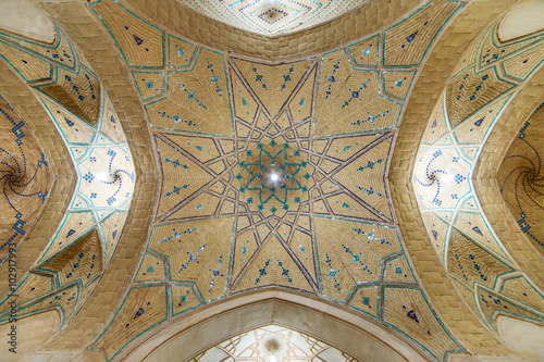 Beautiful ceiling of Agha Bozorg Mosque in Kashan  Iran