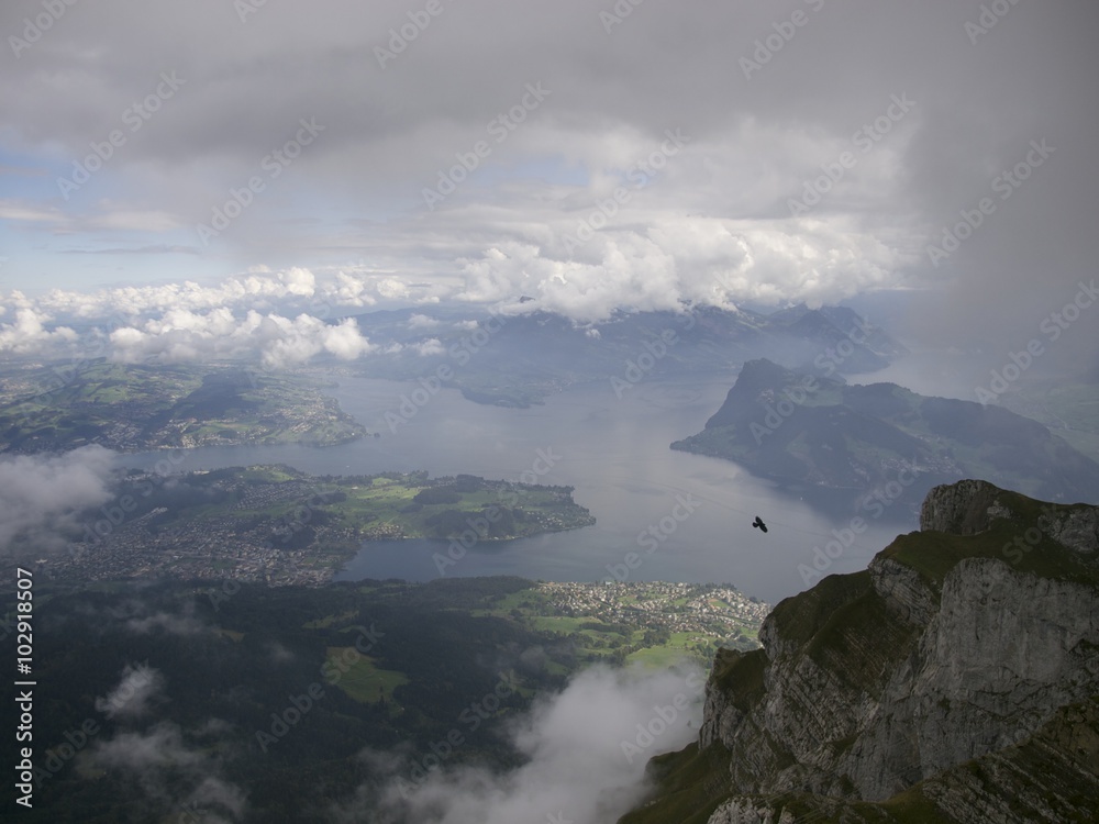 Beautiful view to Lucerne lake（Vierwaldstattersee）from Mt.Pilatus,Switzerland 