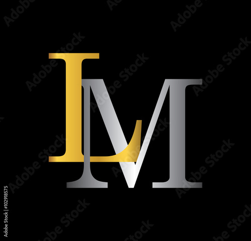 LM initial letter with gold and silver