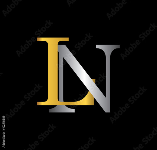 LN initial letter with gold and silver