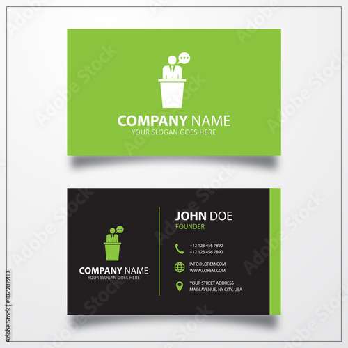 Speaker icon. Business card...
