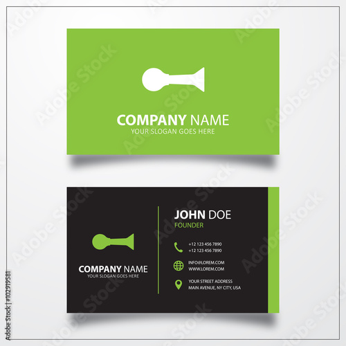 Horn, klaxon icon. Business card template