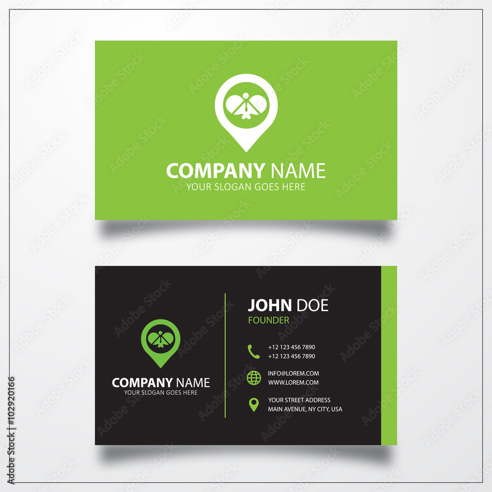 Ping pong with pin icon. Business card template Ping pong with pin icon. Business card template