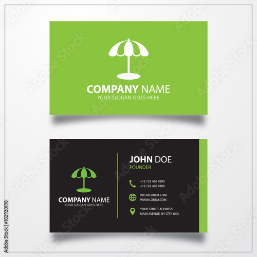 Parasol icon. Business card...