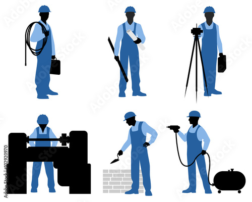 Six gardeners silhouettes