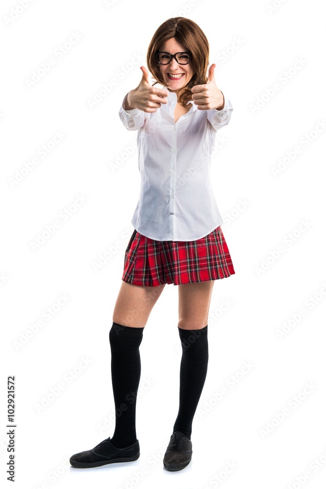 Pretty young girl with thumb up Pretty young girl with thumb up