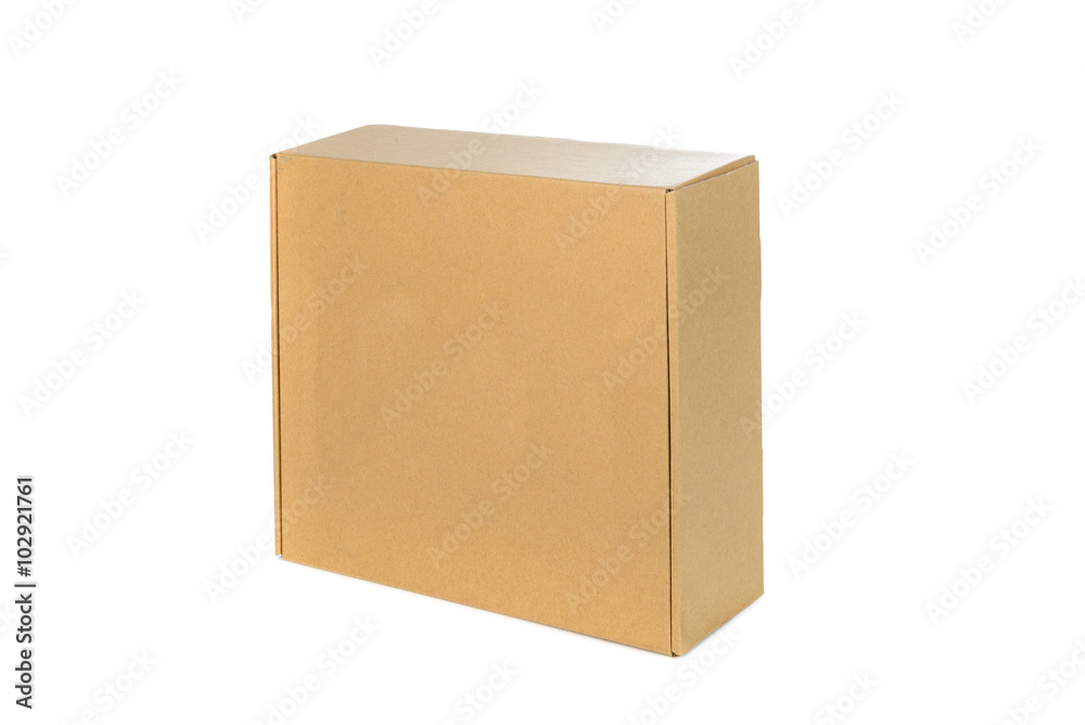 Closed cardboard Box or brown paper box isolated with soft shado Closed cardboard Box or brown paper box isolated with soft shado
