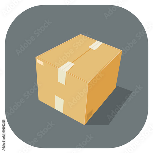 A vector illustration of a closed cardboard box Icon.
Protection, safety and packaging material for the transporting goods and merchandise.