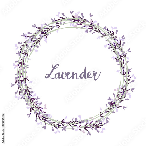 Fototapeta Naklejka Na Ścianę i Meble -  Hand drawn lavender wreath, vector illustration backgroundr