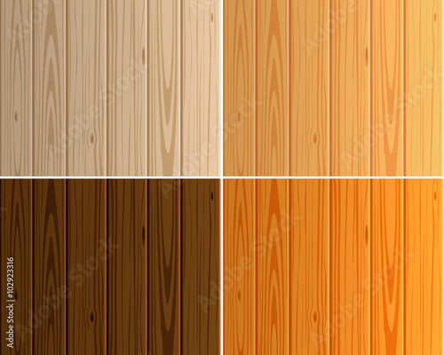 Wood texture vector background panels with grain. Set of wood light and dark boards. Floor collection in warm colour. Wood pattern similar to pine.