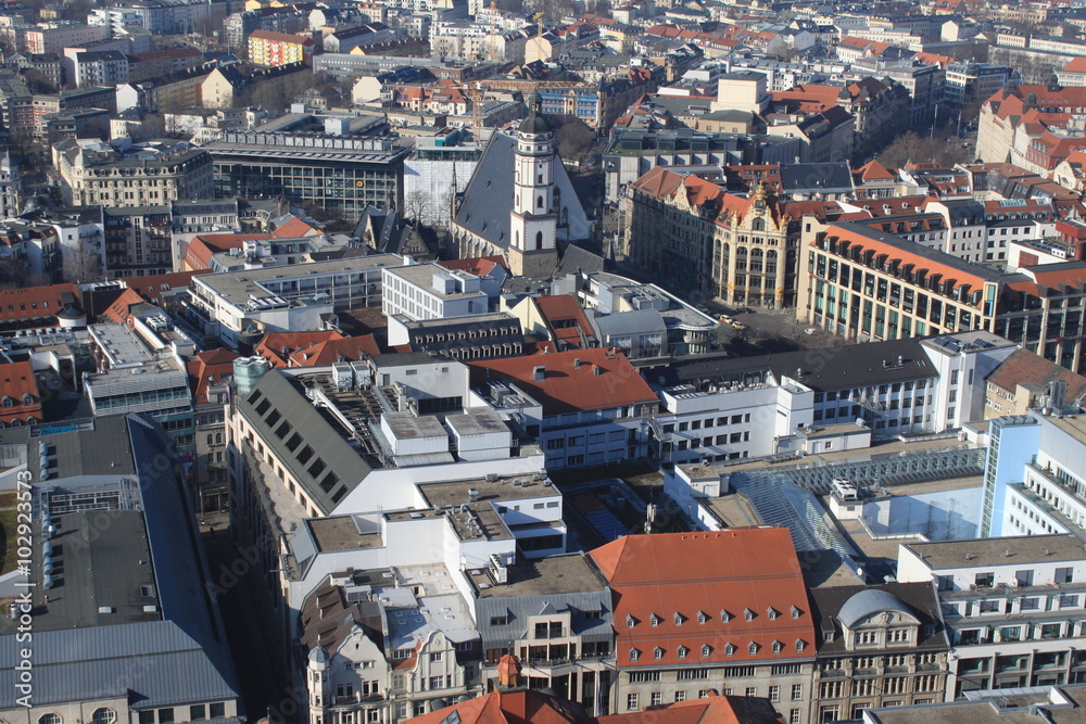 Leipzig, Blick auf das Stadtzentrum mit Thomaskirche