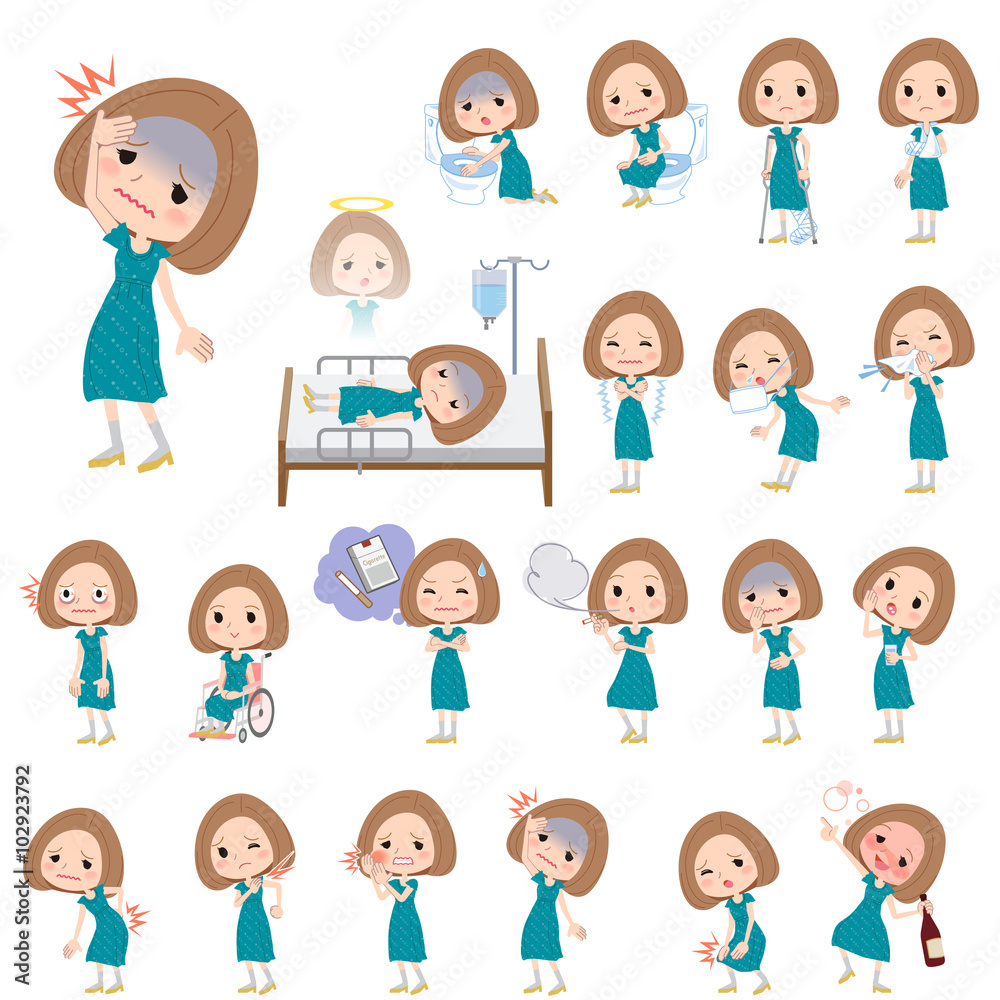 Bob hair green dress women About the sickness Bob hair green dress women About the sickness