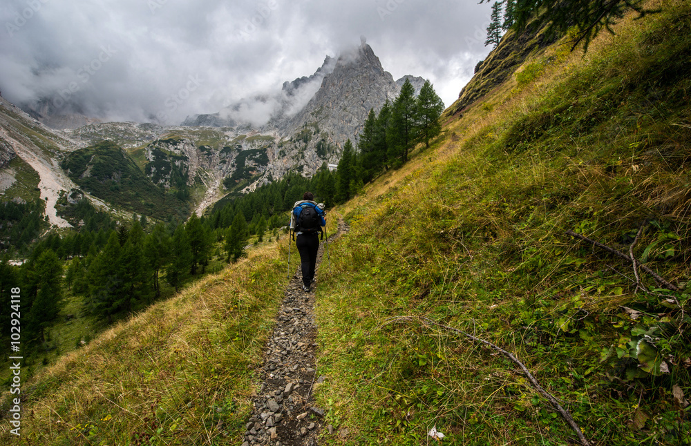 Trekking at Ombretta valley, Dolomites