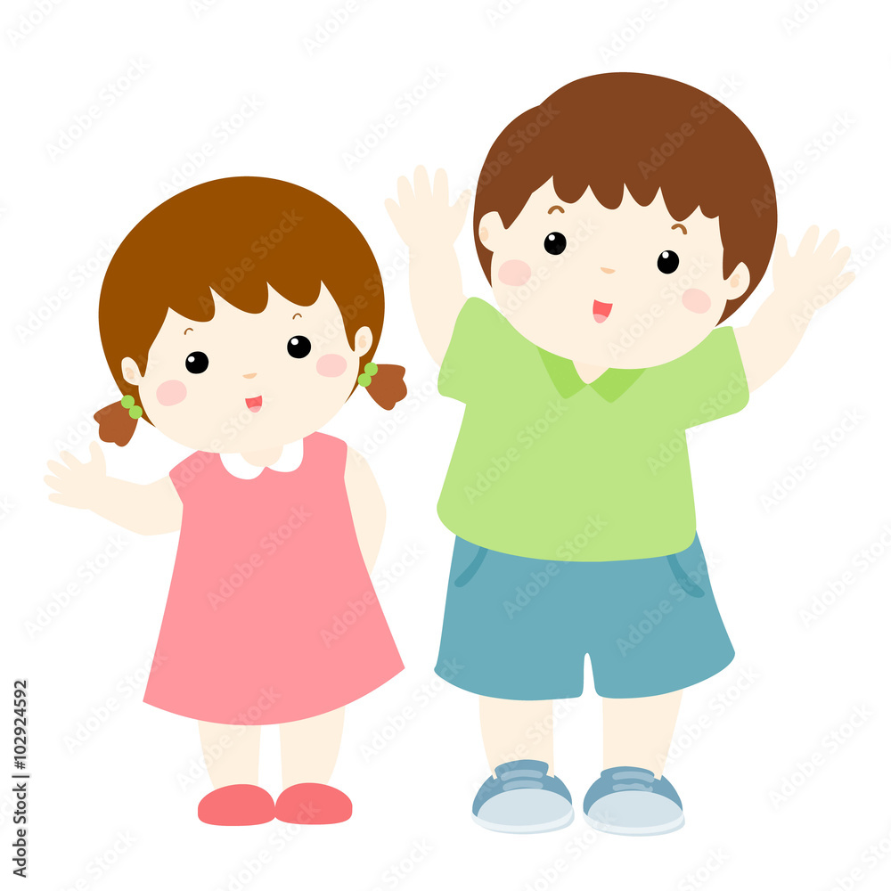 happy boy and girl cartoon character vector happy boy and girl cartoon character vector