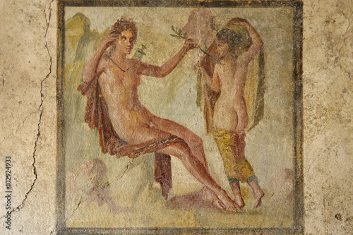 Fresco in the ruins of Pompeii, Italy