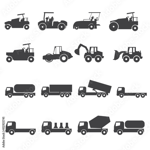 Truck icon set. Vector silhouettes