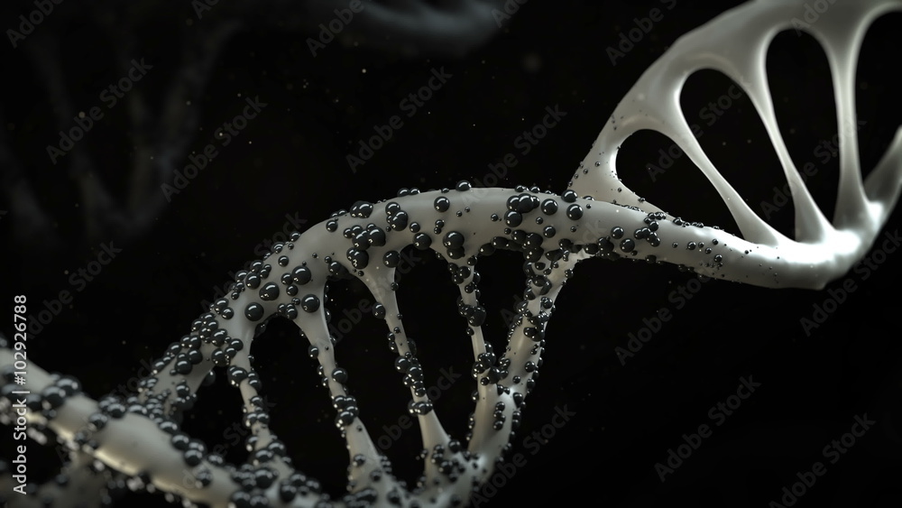 3d medical render, infected dna helix concept