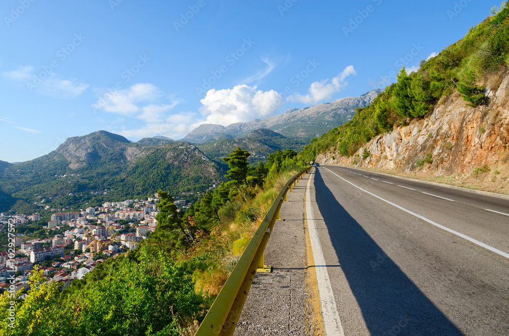 Mountain road over the coast of Budva, Montenegro