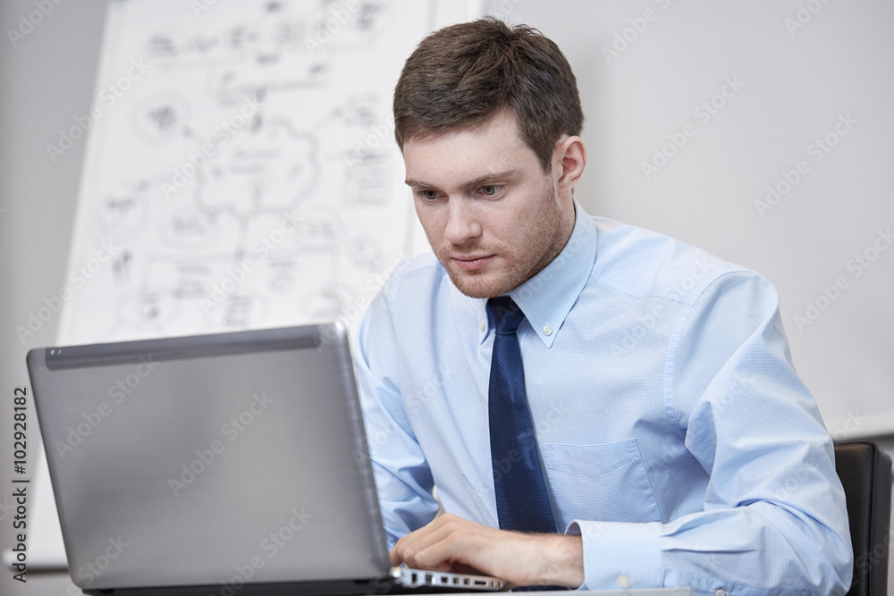 businessman sitting with laptop in office businessman sitting with laptop in office