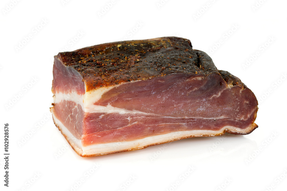 italian speck isolated on white background