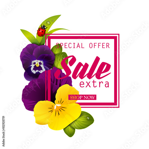 Special offer for sale temlate with frame of flowers