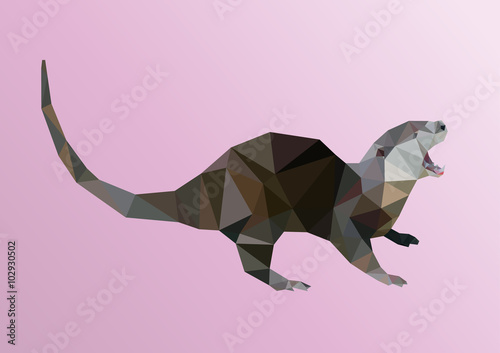 polygonal otter, polygon geometric animal, vector