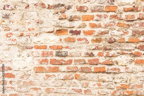 Old red brick wall background texture