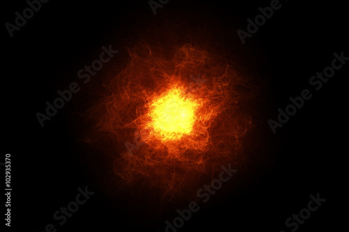 red light explosion on black background.
