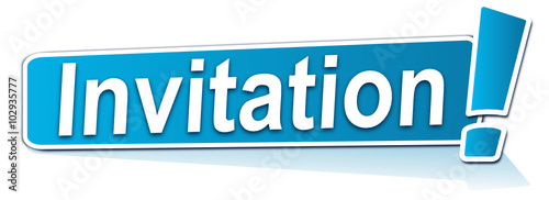 invitation sur étiquette bleue