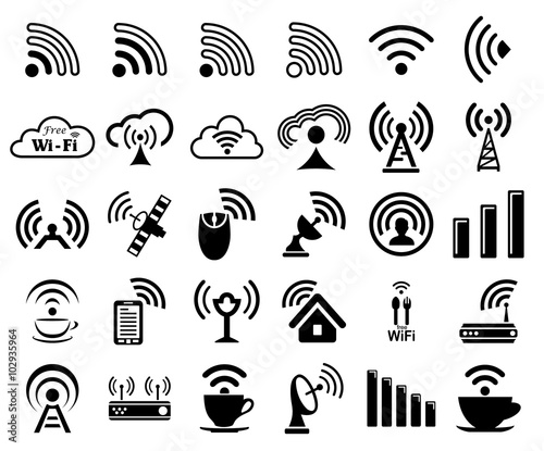 Set of thirty wifi icons