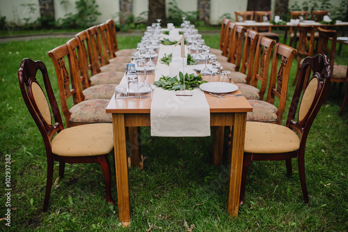 served wedding table outdoors © AlexGukalovUkraine