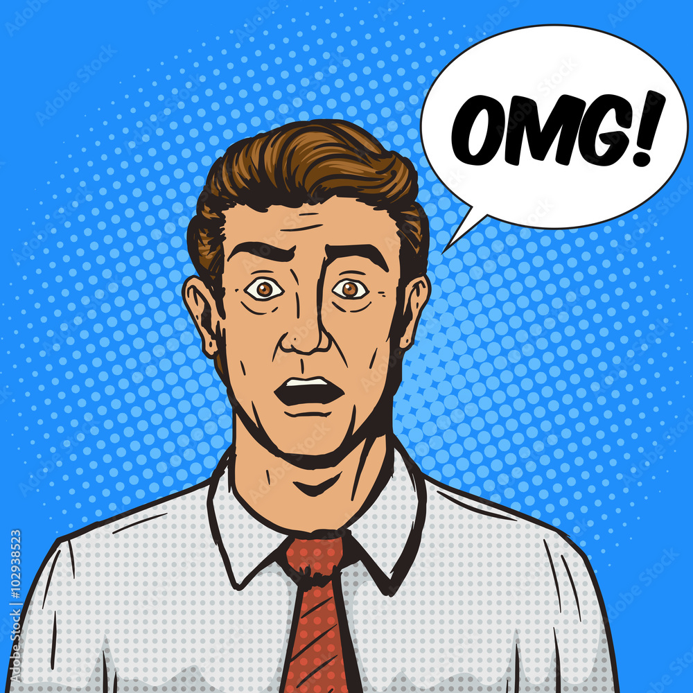 Surprised man pop art style vector illustration Surprised man pop art style vector illustration