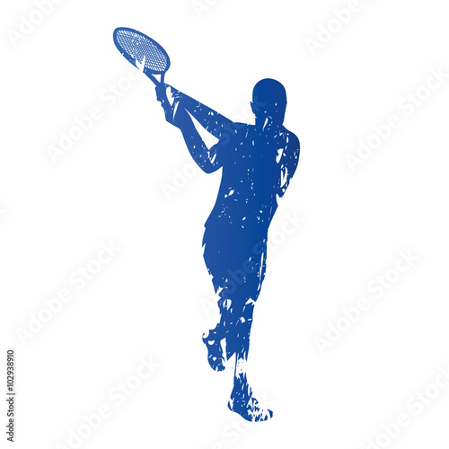 Tennis player, abstract grungy vector silhouette
