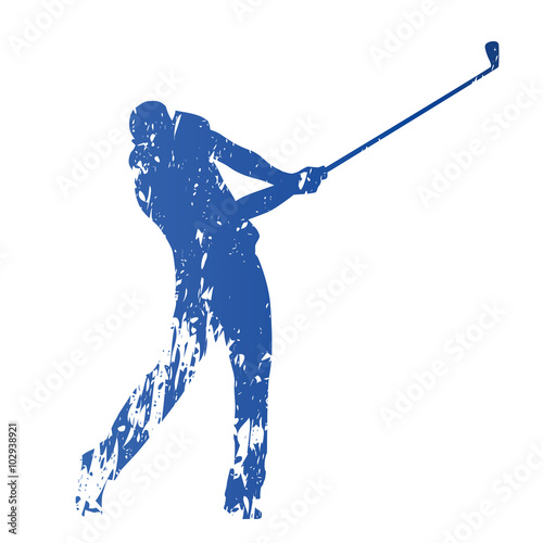 Golf player, abstract grungy vector silhouette