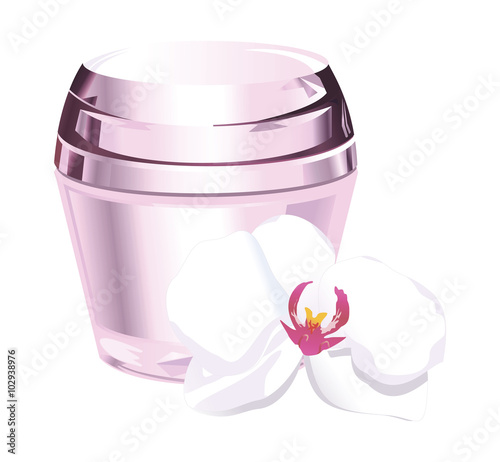 Печатьcosmetic cream with orchids