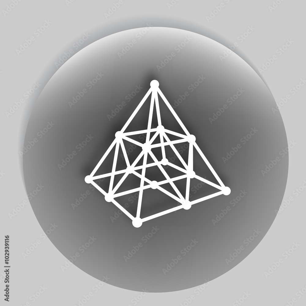 Wire frame shape. Pyramid with connected lines and dots Wire frame shape. Pyramid with connected lines and dots