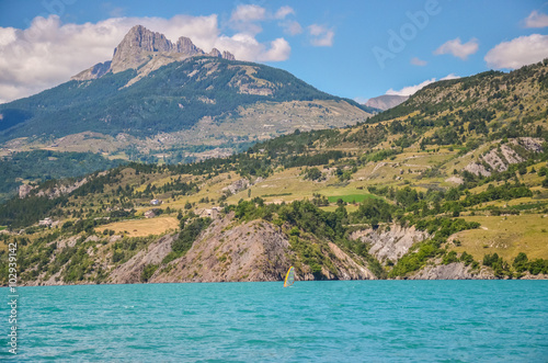 reservoir Lac de Serre-Ponson. River Durance. Southeast France.Alpes © lelichekk