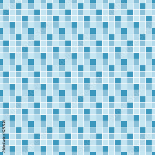 Vector seamless pattern. Geometric seamless pattern. Mosaic seamless pattern. Texture consisting of square elements. The pattern elements are arranged on a white background. In blue.