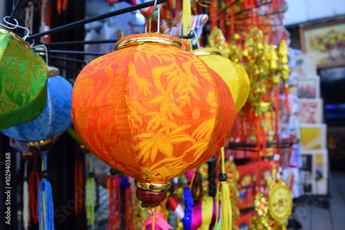 colorful lanterns decorate for Tet holiday in Vietnam Lunar New Year