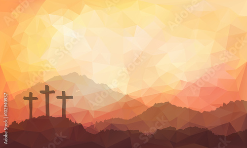 Fotografie, Obraz Easter scene with cross