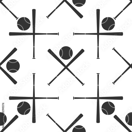 Crossed baseball bats and ball icon pattern
