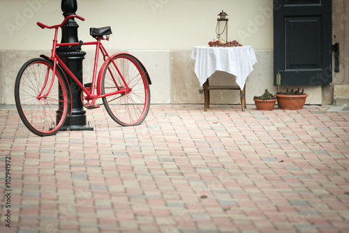 Photography Old bicycle in stree of Budapest, Europe.