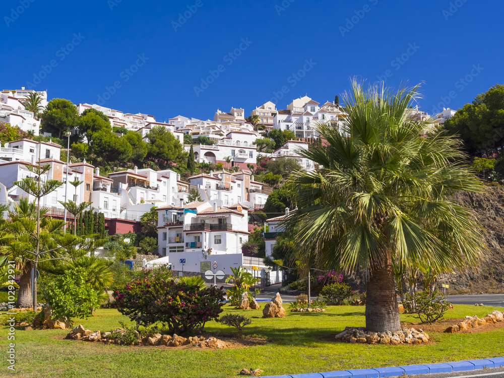 Die weissen Häuser von Nerja, Provinz Malaga, Costa del Sol, Andalusien, Spanien