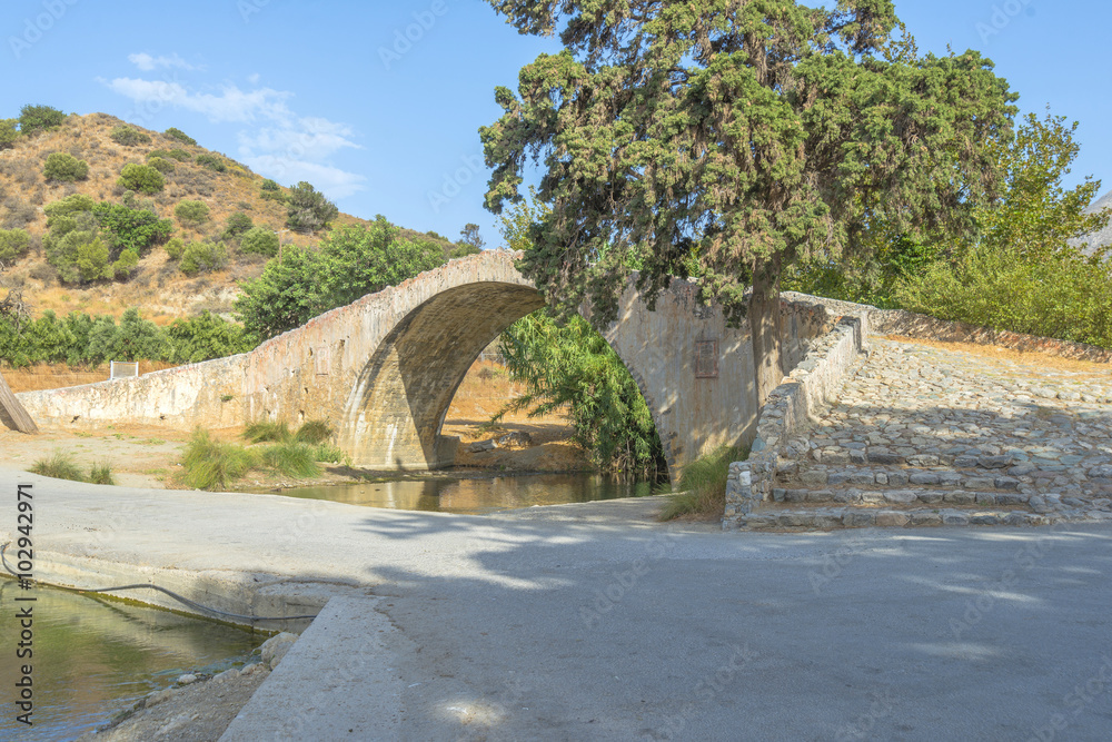 Traditional stone bridge in Crete