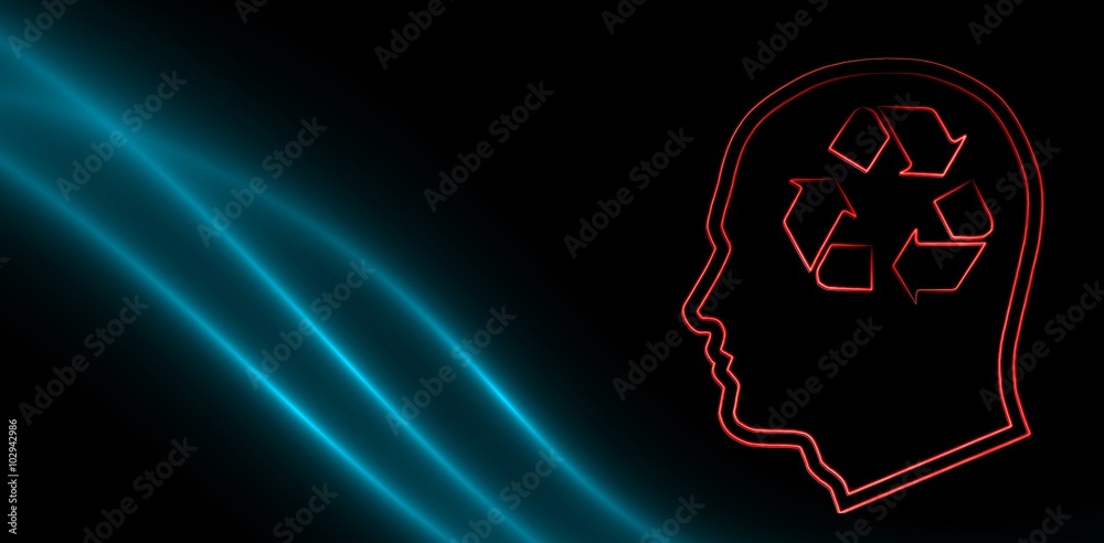 Composite image of recycling sign in human head Composite image of recycling sign in human head